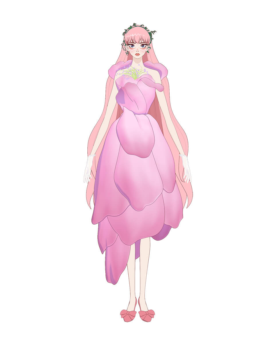 belle anime pink dress